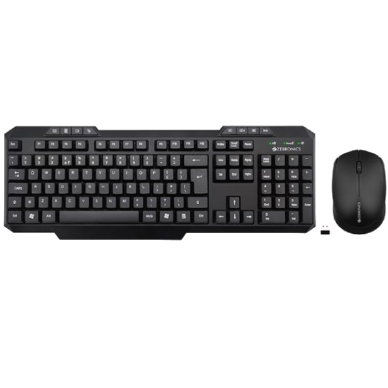 ZEBRONICS Companion 151 2.4GHz Wireless Keyboard & Mouse Combo, 107 Keys, 8 Dedicated Hotkeys, UV Coated Keycaps, 3 Button Mouse, 1200 DPI, High Precision, Power Saving Mode